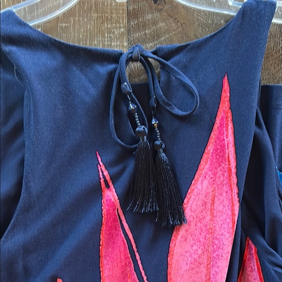 Tommy Bahama Navy Dress with Vibrant Pink Accents - Picture 3 of 6